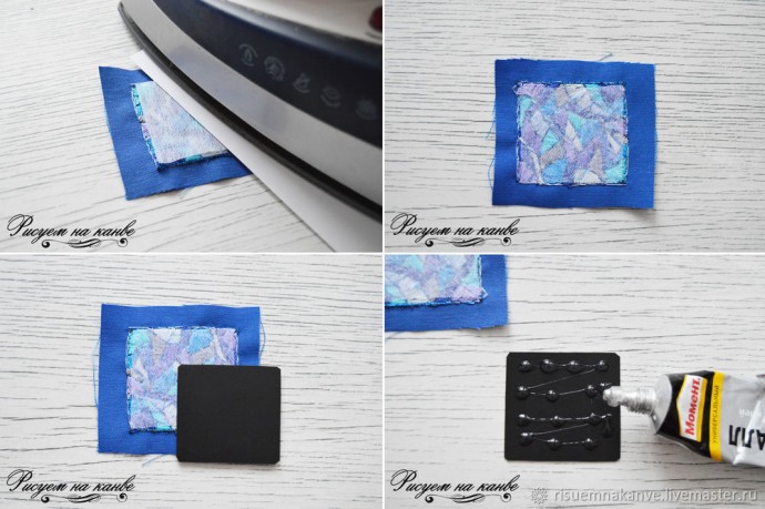 Колье с вышитым гладью кулоном