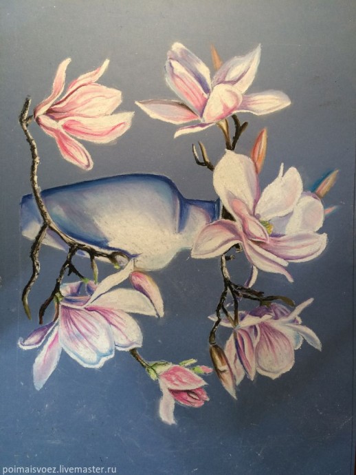 Рисование пастелью магнолии Рисование пастелью магнолии