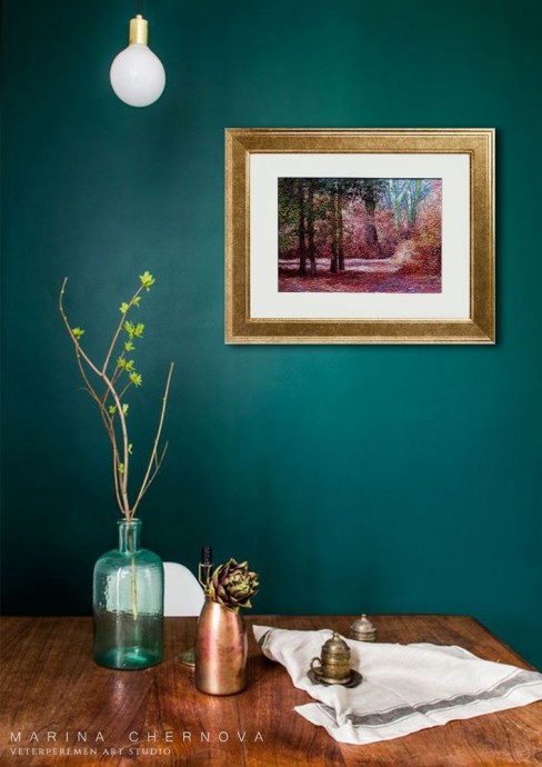 Вышитая картина "Розовый лес"