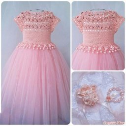 ​Нарядное платье крючком с юбкой из фатина