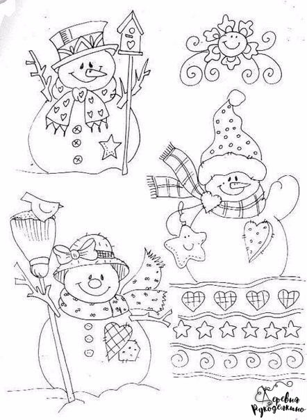 Новогодние шаблоны для росписи окон: снеговички