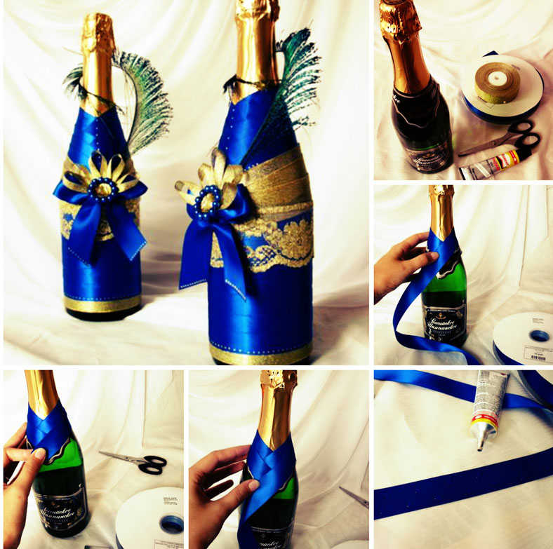 Бутылки: оригинальная упаковка к новому году