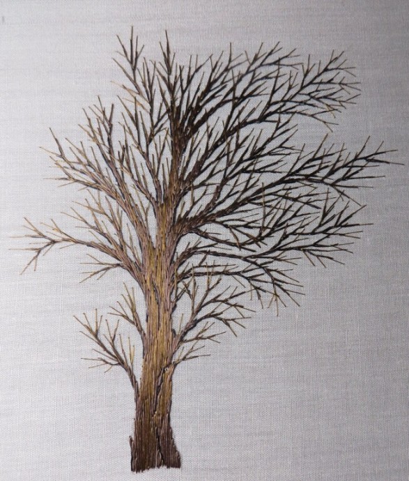 Поэтапная вышивка дерева