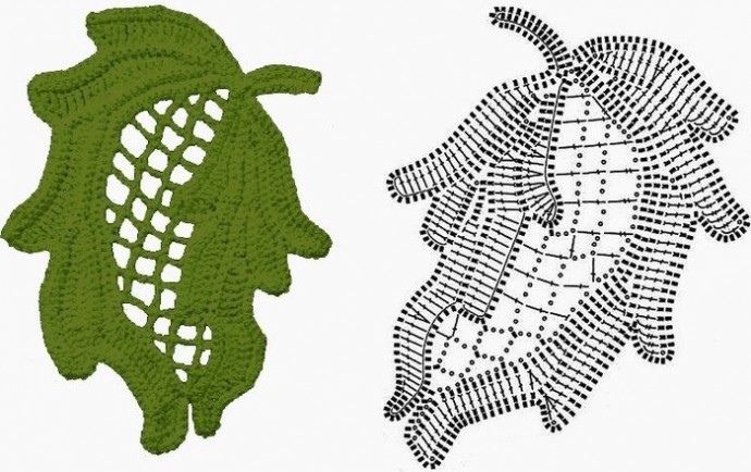 ​Схемы вязания листиков