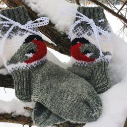 ​Вяжем жаккард со снегирями