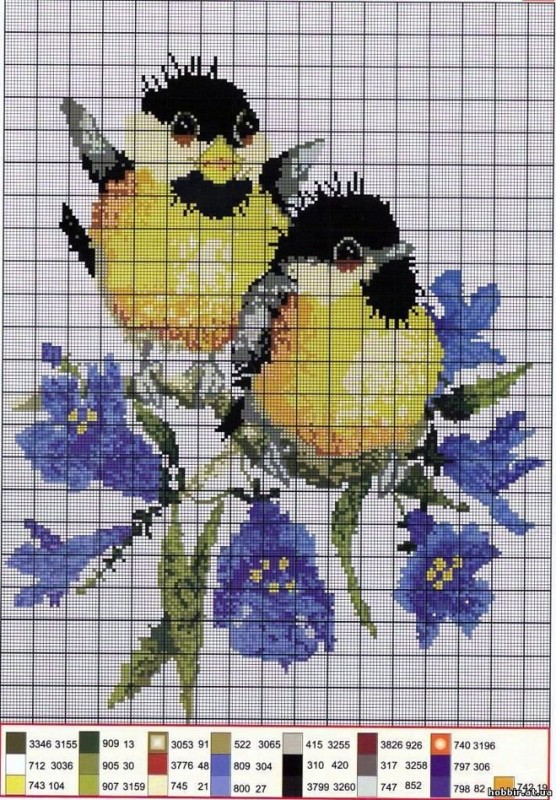 Вышивка: птички