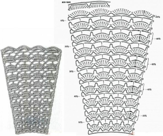 Клиновидные узоры крючком