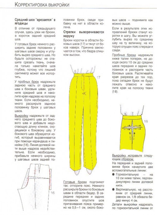 Исправление дефектов выкройки брюк