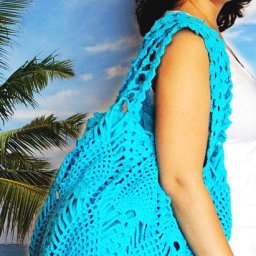 Летняя нарядная сумка-авоська узором "ананас"