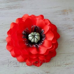 Мак из атласной ленты