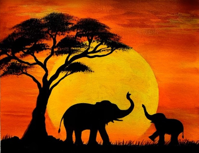 Рисуем слонов на закате