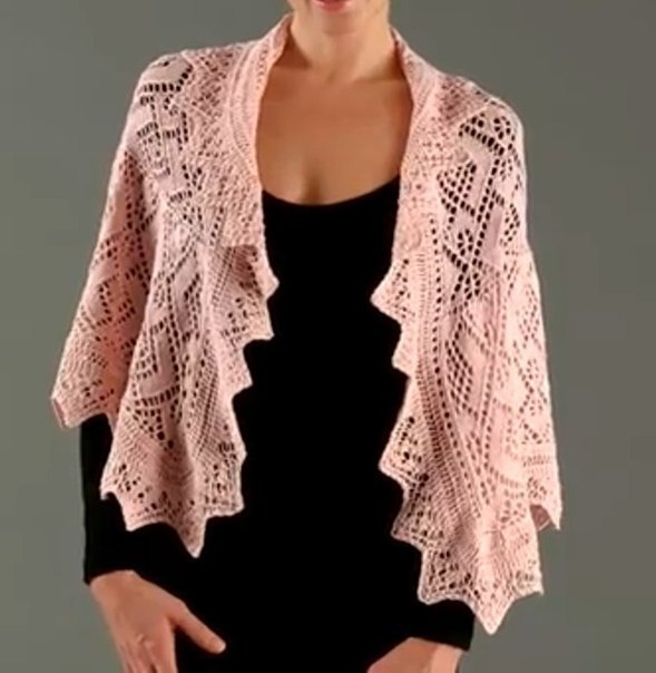 Ажурная шаль спицами