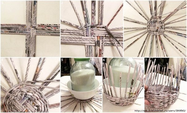 Шкатулка, плетенная из газетных трубочек