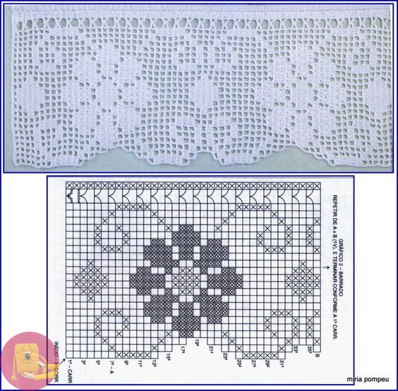 Кайма в филейной технике