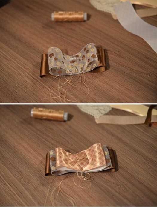 Делаем брошь из лент