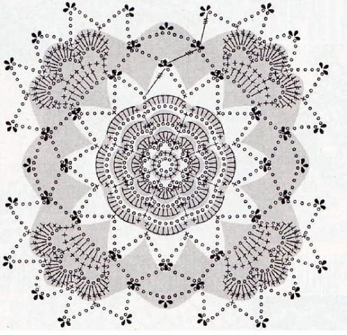 Очень красивый квадратный мотив крючком Очень красивый квадратный мотив крючком