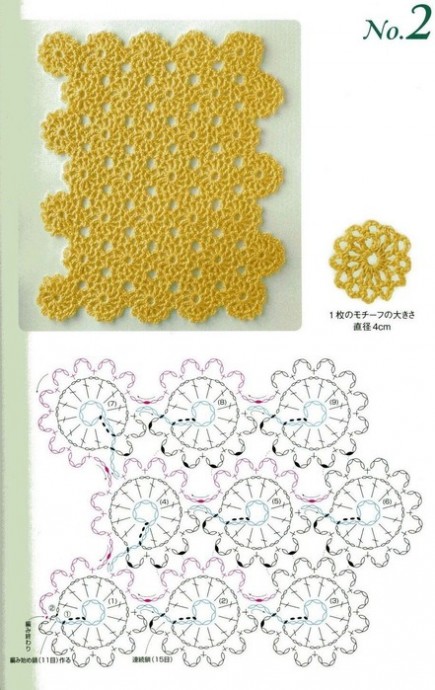 Безотрывное вязание крючком мотивов: схемы
