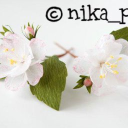 Цветы яблони из креповой бумаги