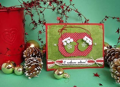 ​Открытка ручной работы к новому году