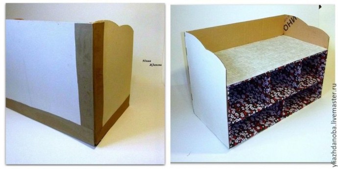 Делаем из картона вместительный комод с выдвижными ящичками для рукоделия