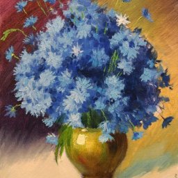 Урок рисования: букет васильков