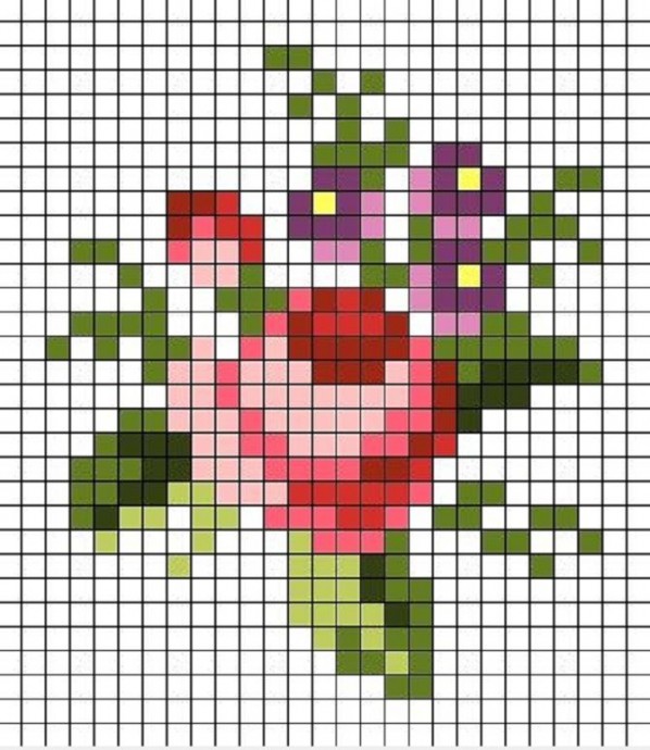 Вышивка миниатюрных розочек