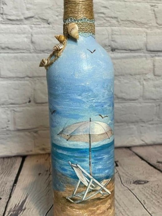 Летние варианты декора бутылок