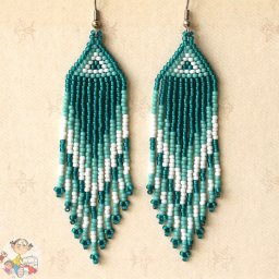 Серьги-бахрома из бисера