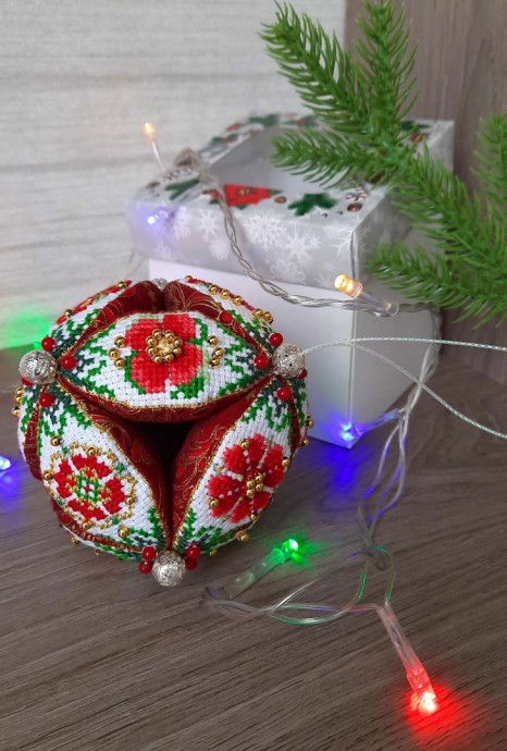 ​Необычные вышитые новогодние шары