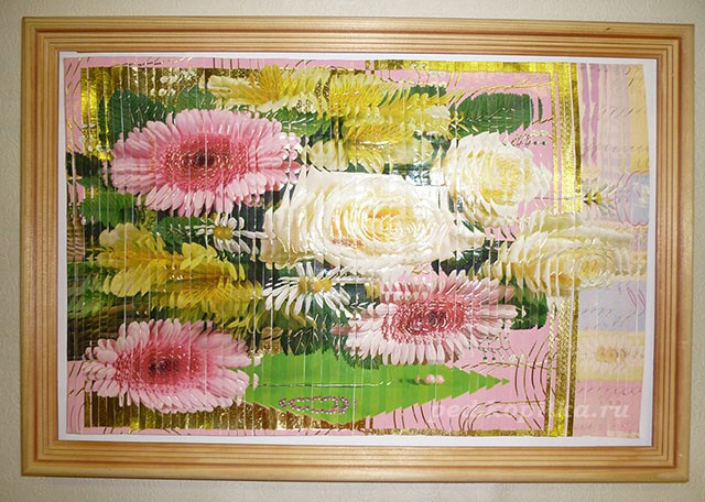 Панно с эффектом 3D из двух одинаковых открыток "Цветочная поляна" Панно с эффектом 3D из двух одинаковых открыток "Цветочная поляна"