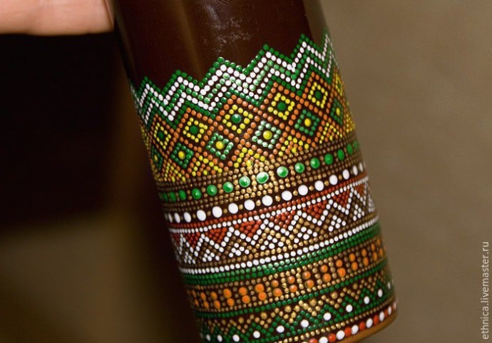 Мастер-класс по точечной росписи бутылки в африканском стиле (Автор: Nika Ethnica)
