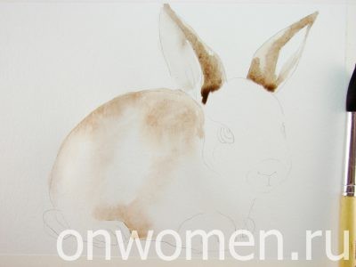 Рисуем кролика акварелью