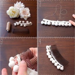 Свадебный гребень для волос с цветами своими руками