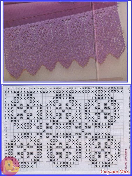 Кайма в филейной технике