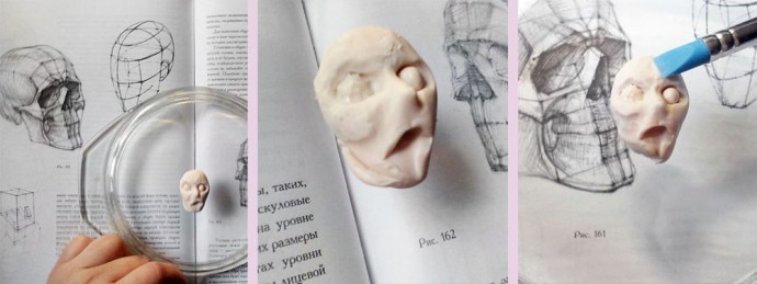 Миниатюрное личико для интерьерной куклы