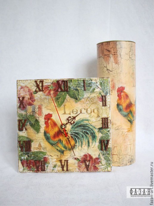 Часы в технике декупаж