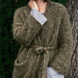 Мохеровый кардиган с поясом