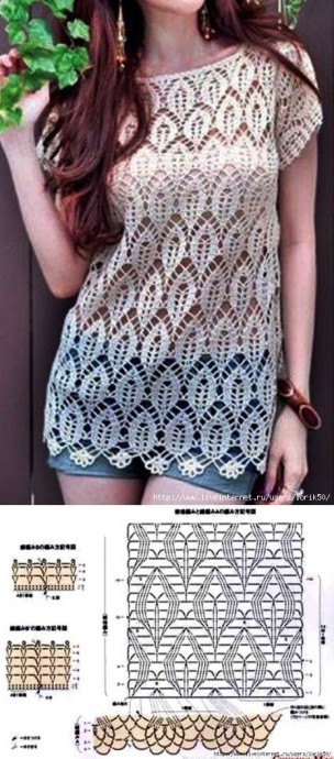 Вязаные туники со схемами узоров