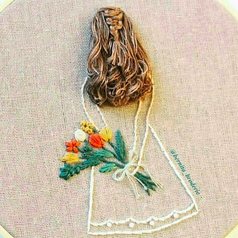 Вышивки с объемными волосами: новые идеи
