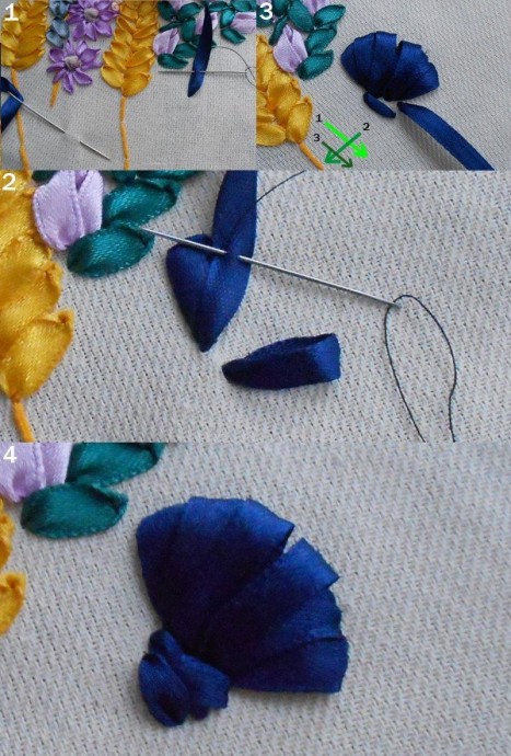 Большое панно: вышивка атласными лентами