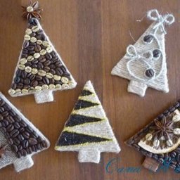 Кофейные магниты-ёлочки на холодильник