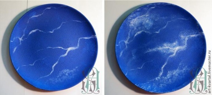 Имитация декоративного камня на керамической тарелке