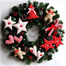 Новогодний венок с пряничными украшениями