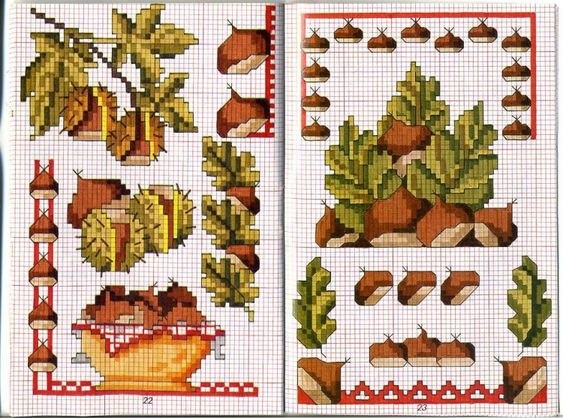 Вышиваем желуди и другие природные материалы