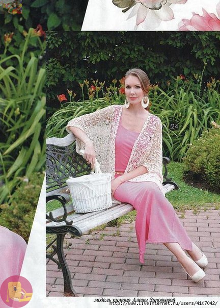 Жакет кимоно с ажурными мотивами