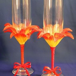 Цветочный декор бокалов