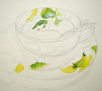 Рисуем чашку с чаем и вкусняшками