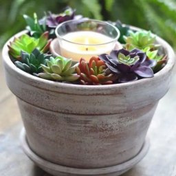 Цветочные композиции со свечами и суккулентами