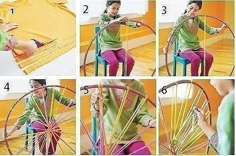 Коврик из старых футболок на обруче хула-хуп Коврик из старых футболок на обруче хула-хуп