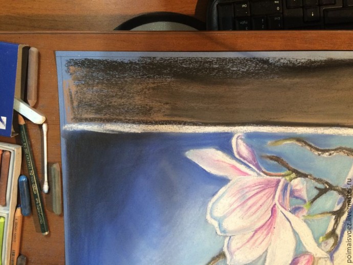 Рисование пастелью магнолии Рисование пастелью магнолии